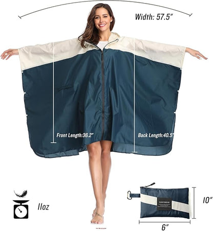 SaphiRose Unisex Rain Poncho Waterproof Raincoat Hooded for Adults Women with Pockets