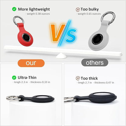 Upgraded for AirTag Holder with Clear Cover Full Coverage Case Keychain for Air Tag, Silicone for AirTags 4 Pack for Apple Holder GPS Tracker Item Tag Finders, Black/Blue/Pink/White
