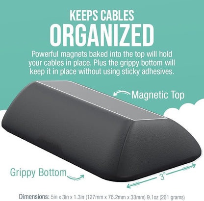 Smartish® Magnetic Cord Holder - Bigger Cable Wrangler Stocking Stuffer Organizer with Magnet Clips for Charger Management on Desktop, Nightstand - Holds 6+ Cables - Black Tie Affair