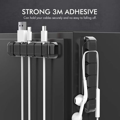 AHASTYLE Cable Organizer Holder 5 Slots Desktop Cord Wire Clips Keeper for Organizing USB Cable/Power Cord/Wire Home Office and Car (Black)