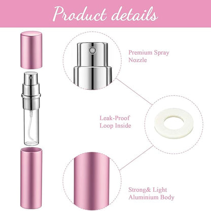 Zonon 56 Pieces Refillable Perfume Atomizer Mini Refillable Spray Perfume Bottle Portable with 56 Pieces Refill Pump Dispenser Pump Transfer Tool for Outgoing (Purple, Pink, Silver,5 ml)