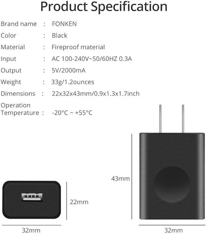 FONKEN USB Wall Charger, 3-Pack 5V 2A Power Adapter Universal Travel USB Plug Cell Phone Block Cube Compatible With iPhone, iPad, Google Nexus, Samsung, LG, HTC, Moto, Kindle and More