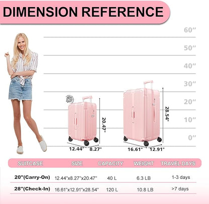 Krute Luggage Sets 2 Piece Suitcase with Cup Holder PC+ABS Hardside Charging Port Luggages TSA Approved Suitcase Set 20+28 Inch