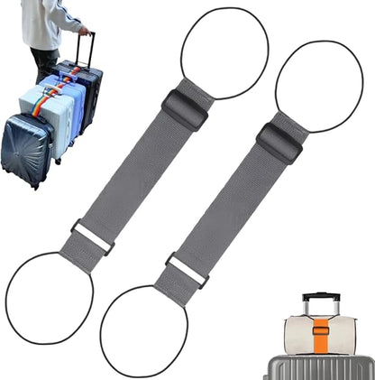 Multi Use Strong Adjustable Luggage Connector Straps, Luggage Straps for Suitcases, Elastic Rope,Adjustable Buckle, Waterproof and Wear-Resistant, Packing Tips for Travel (2*Grey)