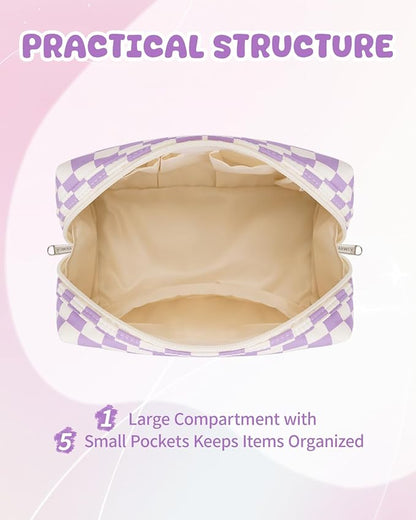 Narwey Birthday Gifts for Women Teen Girls Kids Personalized Initial Makeup Bag Monogram Preppy Cosmetic Bag Trendy Stuff 6 8 10 11 12 13 14 16 18 Years Old Travel Toiletry Bag (Purple Letter B)