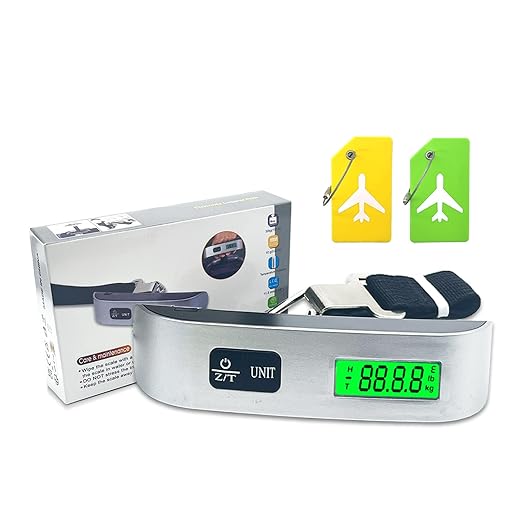Luggage Scale, Portable Luggage Weight Scale with 2 Luggage Tags, LCD Weight Display and 4 Unit Switching Functions, 110lb Luggage Scale Travel Digital for Luggage, Travel,Backpacks, Handbags(Sliver)
