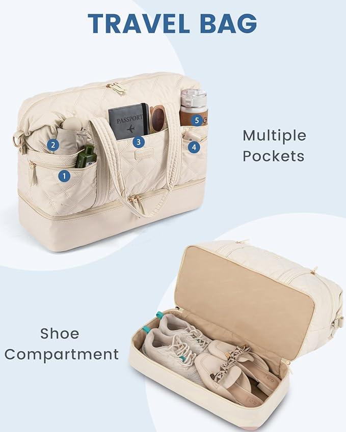 LOVEVOOK Extra Large Travel Duffle Bag, 56L Lightweight Weekender Bags for Women with Shoe Compartment, Personal Item Travel Bag Carry On Overnight Bags for Women, Hospital Bag for Labor and Delivery