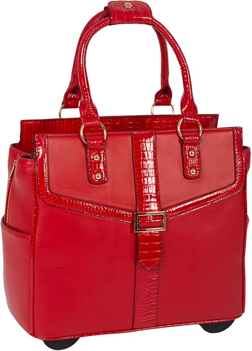 JKM and Company Alligator Compatible With Computer iPad, Laptop Tablet Rolling Tote Bag Briefcase Carryall Bag