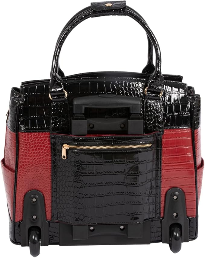 JKM & Company Rolling Laptop Bag for Women | Designer Wheeled Briefcase | Fits 13-17" Laptops | Office Travel Computer Case