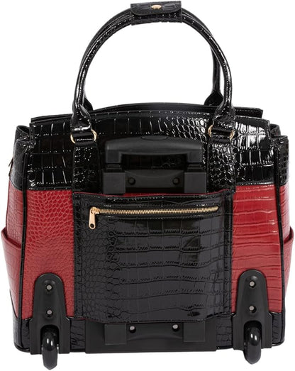 JKM & Company Rolling Laptop Bag for Women | Designer Wheeled Briefcase | Fits 13-17" Laptops | Office Travel Computer Case