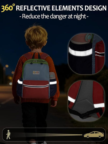 Toddler Backpack for Boys Girls 2-5, Kids Preschool Backpack, 13inch Little Kids Backpack Daycare School Bookbag for Kindergarten Elementary School Travel,Orange&Red