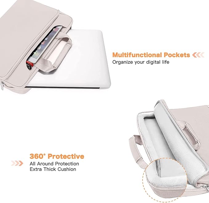 MOSISO 360 Protective Laptop Shoulder Bag Compatible with MacBook Air/Pro, 13-13.3 inch Notebook, Compatible with MacBook Pro 14 inch M5 M4 M3 M2 M1,Matching Color Sleeve with Belt, Stone Gray