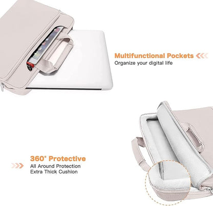 MOSISO 360 Protective Laptop Shoulder Bag Compatible with MacBook Air/Pro, 13-13.3 inch Notebook, Compatible with MacBook Pro 14 inch M5 M4 M3 M2 M1,Matching Color Sleeve with Belt, Stone Gray