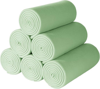 CAI TENG Fleece Throw Blankets 6 Pack Lightweight Warm Soft Cozy Kids Blanket Pet-Friendly Bulk Fleece Blanket Solid for Home, Bed, Sofa, Dorm, Office, Gifts, Outdoor Sage Green 50 x 60 inch