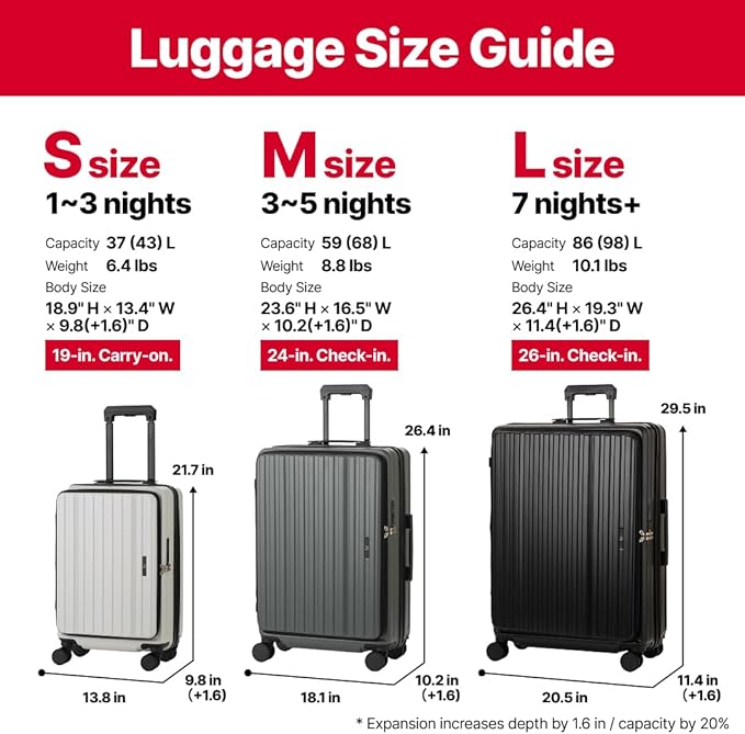 LEGEND WALKER LW 5524 Hardshell Expansion Front-openning, USB port,Cup-holder Spinner Luggage