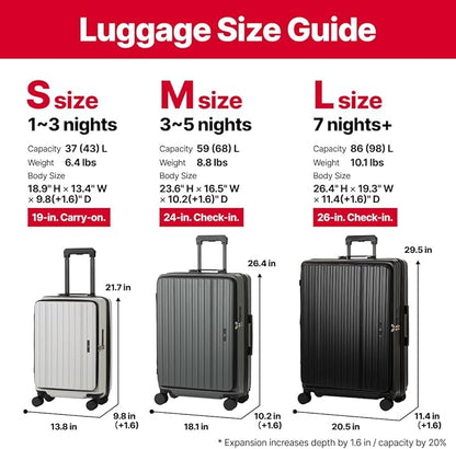 LEGEND WALKER LW 5524 Hardshell Expansion Front-openning, USB port,Cup-holder Spinner Luggage