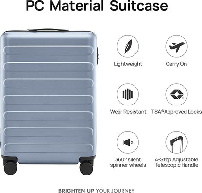 NINETYGO Carry On Luggage 22x14x9 Airline Approved, 20 Inch Luggage with Smooth Spinner Wheels, Lightweight, Hard Shell PC Suitcase Carry-On, Travel Luggage, TSA Approved (Shadow, Rhine Basic)