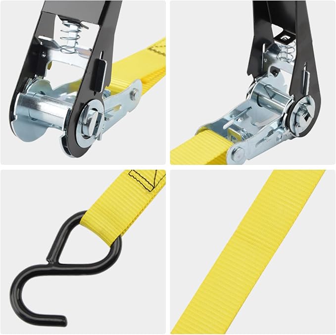XSTRAP STANDARD Ratchet Straps, 8-Pack 1" x 10FT Ratchet Tie Down Straps Set, 900 LBS Break Strength Logistic Cargo Straps for Motorcycle, Move Appliances, Lawn Equipment, Trucks (Yellow)