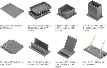 MOOGCO Bonded Set - Leather Desk Organizer - Desk Accessories - Home Office Accessories - Desk Supplies - Leather Desk Set
