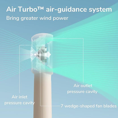 JISULIFE Handheld Portable Turbo Fan [16H Max Cooling Time], 4000mAh USB Rechargeable Personal Battery Operated Mini Small Pocket Fan with 5 Speeds for Travel/Outdoor/Vacation/Concerts - Brown