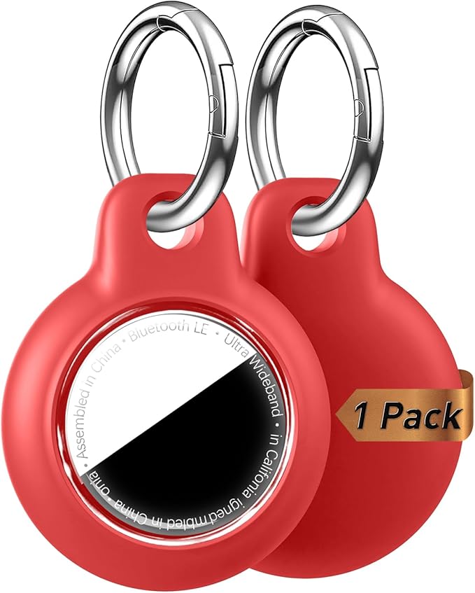 Upgrade for Airtag Holder Case with Keychain, Waterproof Anti-Scratch & Shock GPS Cover, Key Chain, for Airtags Accessories for GPS Item Tracker Cases for Backpacks, Bags, Luggages, Red