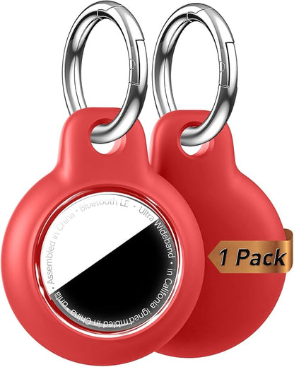 Upgrade for Airtag Holder Case with Keychain, Waterproof Anti-Scratch & Shock GPS Cover, Key Chain, for Airtags Accessories for GPS Item Tracker Cases for Backpacks, Bags, Luggages, Red