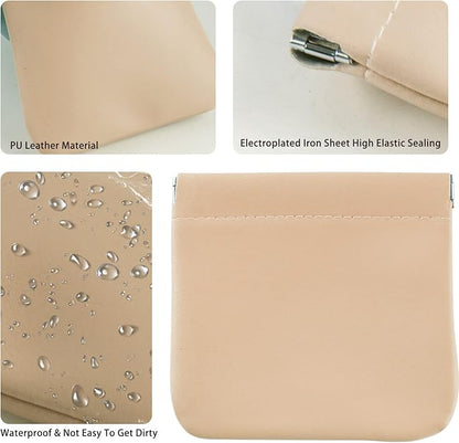 4Pcs Lambskin Pocket Cosmetic Bag, Portable Waterproof Small Makeup Bag No Zipper Self-Closing Small Makeup Pouch for Women Mini Makeup Bag Travel Storage for Cosmetics Headphones Jewelry(B-Style)
