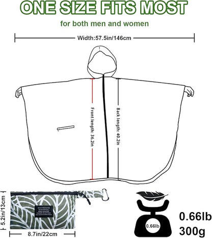 Hooded Rain Ponchos for Adult - Rain Coat and Rain Jacket with Waterproof Pocket and Zipper