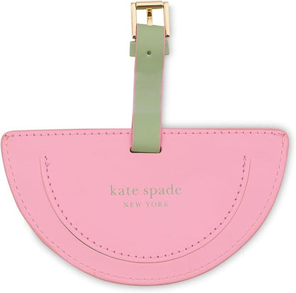 kate spade new york Round Yellow Vegan Leather Luggage Tag for Women, Durable Suitcase ID Tag, Lemon