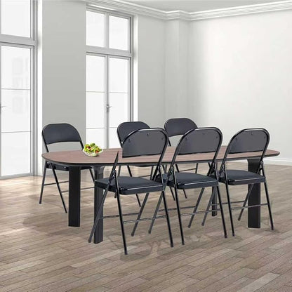 4 Pack Black Folding Chairs with Padded Cushion and Back, Portable Heavy Duty Metal Frame Commercial Seat with 330-LBS Capacity, Foldable Indoor Outdoor Chairs for Office Party Events Kitchen Dinning