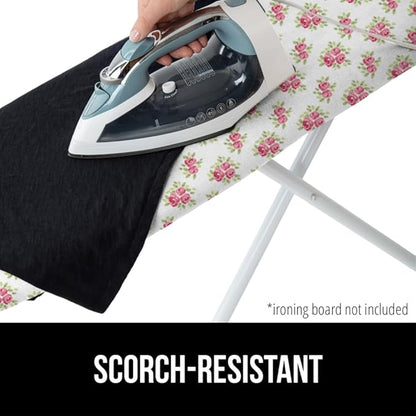 GORILLA GRIP The Original Ironing Board Cover and Pad, Silicone Coating, Thick Scorch Resistant Padding, Heavy Duty Iron Covers Standard Boards, Hook and Loop Fastener Strap, Pink Floral, 15x54