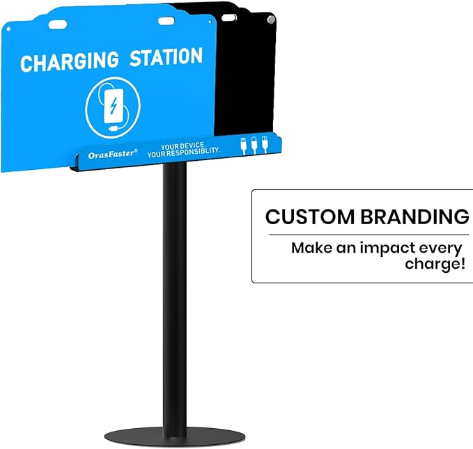 Floor Standing Cell Phone Charging Station Multi-Device Station with 8 Charger Ports Compatible with Smartphones Tablets Application for Schools, Office, Shopping Malls