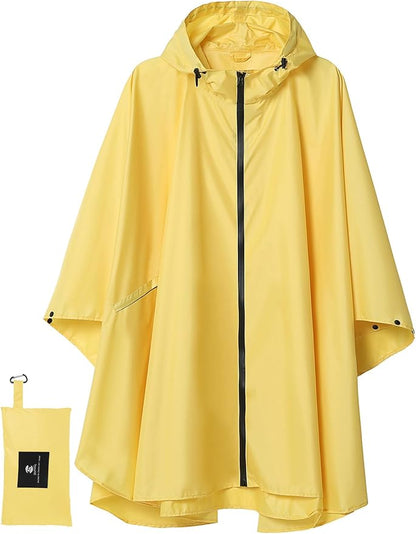 SaphiRose Unisex Rain Poncho Waterproof Raincoat Hooded for Adults Women with Pockets
