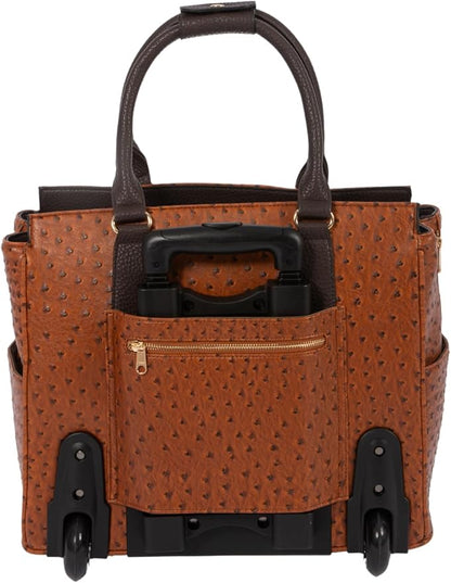 JKM & Company Rolling Laptop Bag for Women | Designer Wheeled Briefcase | Fits 13-17" Laptops | Office Travel Computer Case