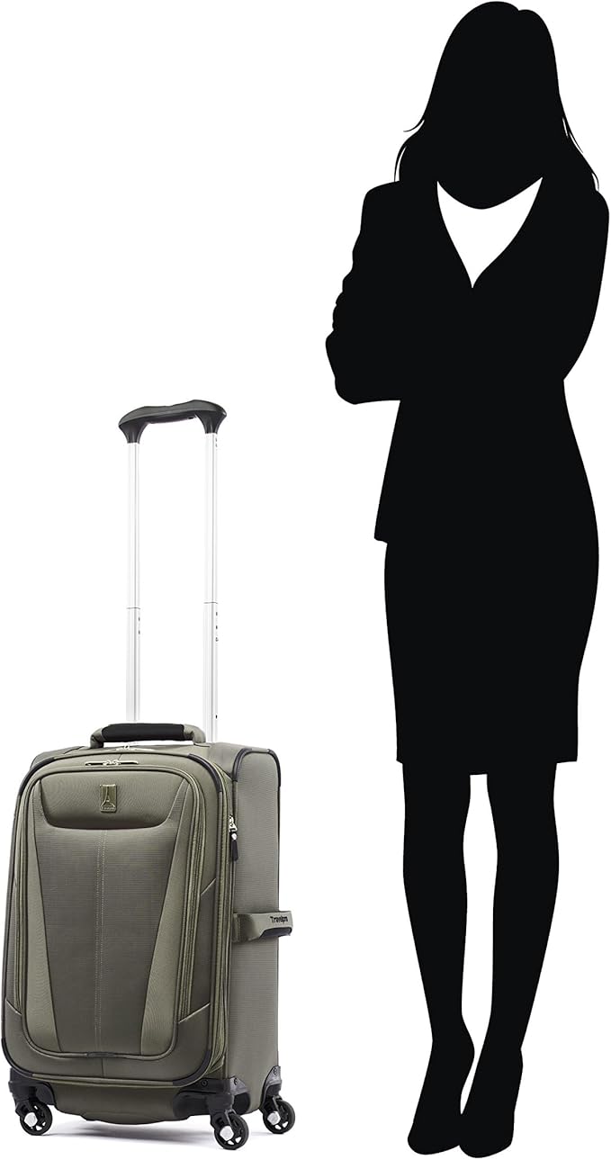 Travelpro Maxlite 5 Softside 2pc Set Expandable Carry On Luggage with 4 Spinner Wheels/Soft Underseat Tote, Lightweight Suitcase, Men and Women, Slate Green