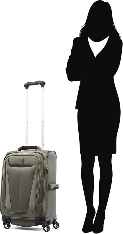Travelpro Maxlite 5 Softside 2pc Set Expandable Carry On Luggage with 4 Spinner Wheels/Soft Underseat Tote, Lightweight Suitcase, Men and Women, Slate Green