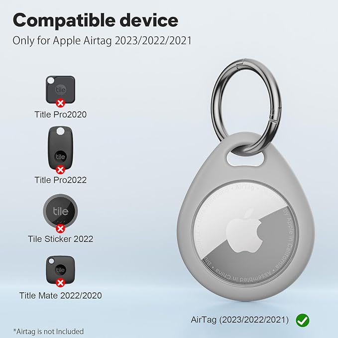 MAIRAN AirTag Holder 4 Pack, Anti-Scratch Waterproof TPU Protective Case with All-Metal Keychain Clip, Durable Apple AirTag Accessories for GPS Tracker FitsKeys, Pet Collar, Luggage,Backpacks