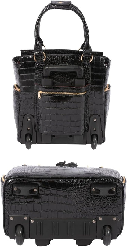 JKM & Company Rolling Laptop Bag for Women | Designer Wheeled Briefcase | Fits 13-17" Laptops | Office Travel Computer Case