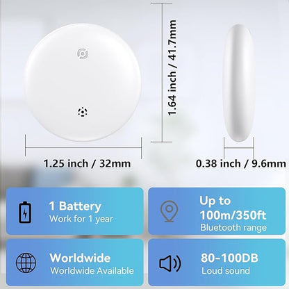 Air Tracker Tags for Android or iOS, Dual System Air Smart Tags-4 Pack, Compatible with iOS Find My or Google'S Find Hub App, Bluetooth Tracker Tag Item Finder for Keys,Luggages,Backpack (White)