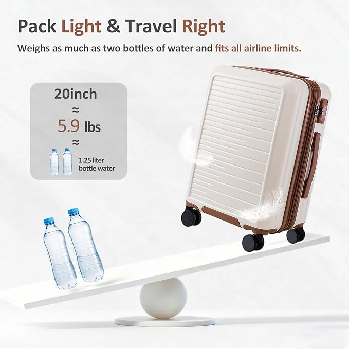 OUZZO 20 Inch Carry On Luggage, 22x14x9 Airline Approved,PC Hardshell Expandable Suitcases with Spinner Wheels, TSA Lock, Lightweight Travel Luggage for Business Trip & Weekend Getaway