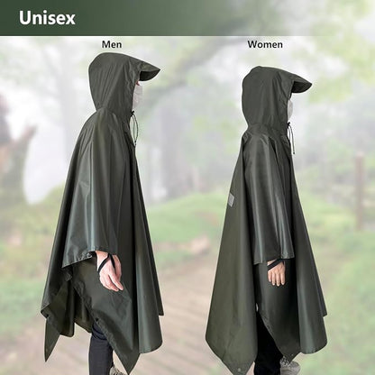 Hooded Rain Poncho,Multi Use Waterproof Raincoat,For Hiking, Camping and Emergency,Suitable for Unisex Adults