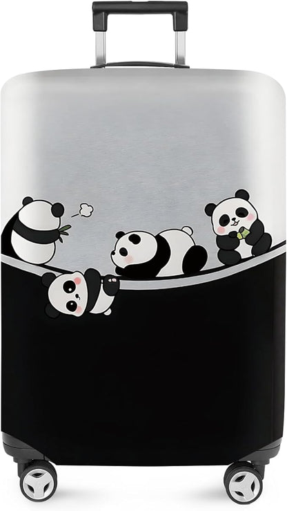 ANNA QUEEN Panda Family Luggage Cover, Cute Panda Design Suitcase Protector, Stretchable Washable Travel Sleeve for 20-22 Inch Luggage