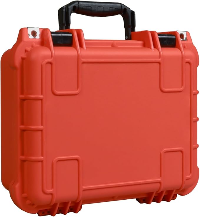 14x 11.5x 6.5 Inch Hard Case, Portable Weather Waterproof Protective Camera Case with Customizable Foam, Fit Use of Drones, Camera, Equipments, Orange