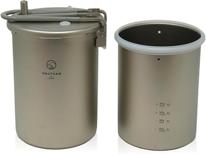 Valtcan 1800ml Titanium Rice Cooker Camping Pot Pressure with Locking Lid Lightweight Travel Backpacking High Altitude Cookware Reheat Soup Easy Rice & One-Pot Meals