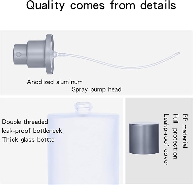4 Pack 50ml/1.69 Oz Empty Frosted Glass Spray Bottles Perfume Atomizer, Refillable Empty Spray Perfume Bottles Fine Mist Atomizer Dispenser Container for Travel (4 Pcs 50ml Frosted Bottles)
