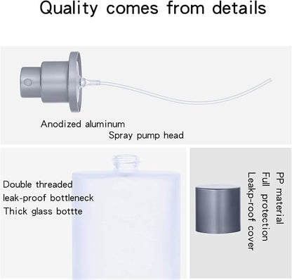 4 Pack 50ml/1.69 Oz Empty Frosted Glass Spray Bottles Perfume Atomizer, Refillable Empty Spray Perfume Bottles Fine Mist Atomizer Dispenser Container for Travel (4 Pcs 50ml Frosted Bottles)