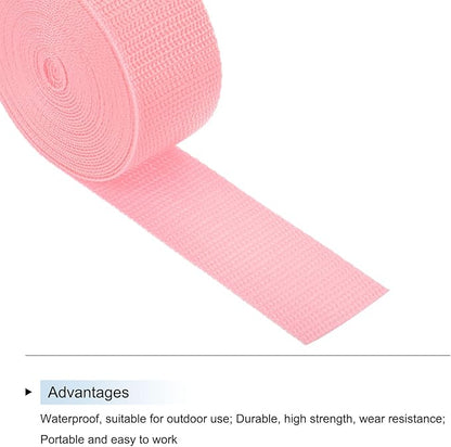 MECCANIXITY Lightweight Polypropylene Webbing Strap 1 1/2" 5 Yard Backpack Strapping Band Pink for Outdoor Luggage Cargo Straps