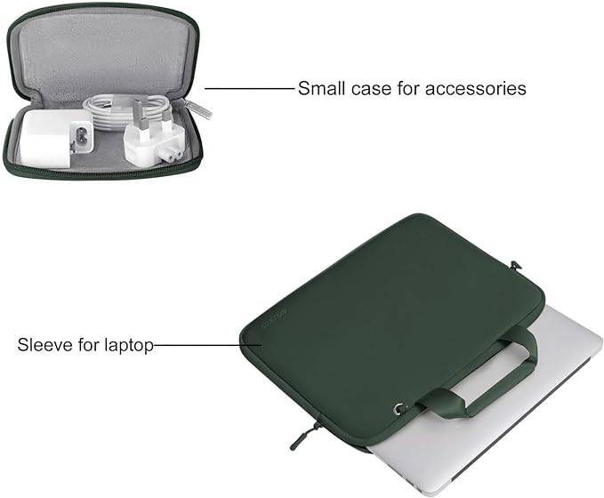 MOSISO Laptop Case 15 inch, Laptop Sleeve Bag Compatible with MacBook Air 15 inch M4 M3 M2 2025 2024 2023, Dell XPS, Neoprene Carrying Computer Bag with Handle&Detachable Small Case, Emerald Green