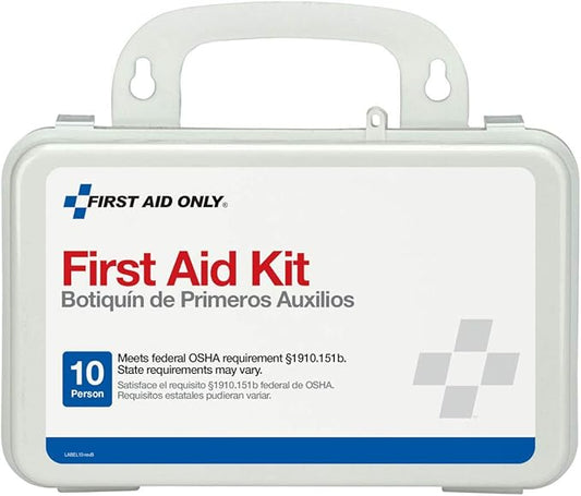 First Aid Only 6060 All-Purpose 10-Person Emergency First Aid Kit for Business, Worksite, Home, and Car, 57 Pieces