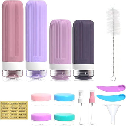 16 Pack 3.4oz Portable Travel Bottles, TSA Approved Leak-Proof Silicone Toiletry Containers, Refillable Squeezable for Shampoo, Conditioner, Cologne, Perfume & Lotion – On-the-Go Essentials